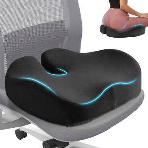 Seat Cushion for Office Chair for Wide Hip & Thigh with Firm Support, Thickened Memory Foam Sciatica Pain Relief Pillow for Proper Posture, Ergonomic Tailbone Pain Relief Cushion for Car Seat, Home (Black)