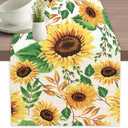 Table Runner Sunflower Leaves Table Runners Summer Seasonal Kitchen Dinning Decor for Indoor Outdoor Holiday Home Wedding Party 13x70 Inch