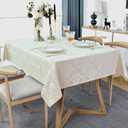 SASTYBALE Rectangle Tablecloth - 60 x 120 Inch Beige Cream Damask Table Cloth Jacquard Design Spill Proof Wrinkle Resistant Waterproof Soft Polyester Oblong Table Cover for Kitchen Parties (Ivory)
