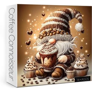 Funny Gnome Coffee Jigsaw Puzzle 1000 Piece for Adult, Art Elf Food Cupcake Jigsaw Puzzles, Hard Cute Aesthetic Challenging Puzzle