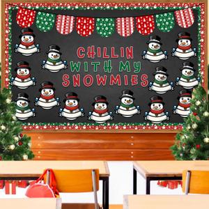 Snowman Bulletin Board Kit Christmas Classroom Decorations, Chillin with My Snowmies Winter Bulletin Board Christmas Bulletin Board Party Decorations