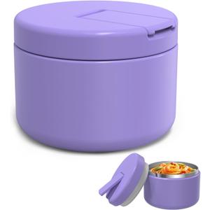 12oz Food Thermo for Hot Food Insulated Vacuum Soup Jar with Buckle Lid, Stainless Steel Wide Mouth Leak Proof Lunch Container (Light Purple)