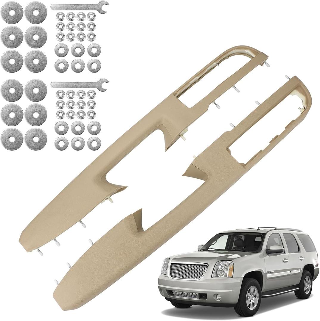 80995 Front Driver & Passenger Side Armrest - Repair Compatible with Chevy Silverado Avalanche Tahoe Suburban & GMC Sierra Yukon 2010-2014, Door Release Handle Above Armrest - GM# 84127282 (Tan)