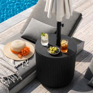 Umbrella Table with Hole, Umbrella Stand Table, Black