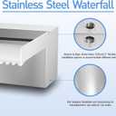 Pool Fountain Stainless Steel Pond Waterfall Spillway Kits for Indoor/Outdoor Decorative, 36 Inches Pool Water Feature for Garden Patio, Backyard Koi Pond Decor(No LED Light)