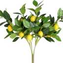 Artificial Lemon Leaves with Lemon, 4 Pack Faux Greenery Plants, Plastic Lemon Tree Bushes for Garden, Patio, Porch, Window Box, Planter & Indoor Outdoor Home Decor