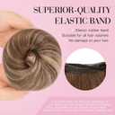 MY-LADY 100% Human Hair Messy Bun Hair Piece, Natural Wavy Messy Buns Hair Pieces for Women Hair Buns with Elastic Band Updo Ponytail Extension Medium Brown Mix Bleach Blonde