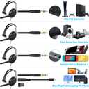 Joso Wired One Ear Headset with Mic, Single Ear Headset for PS5/PS4/Xbox/Switch/PC/iPad/Mac/Tablet with 3.5mm to Type C & USB-A Adapter - Office Business, Remote Work, Coach, Gaming, Chat Headphone