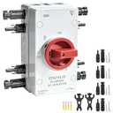 ZJWZJH Solar Disconnect Switch 4-Pole DC 1500V 32A Isolator Solar Switch with Enclosure for Rooftop Solar Systems, RVs Waterproof IP66 4MC4 2 in 2 Out