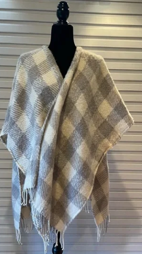 Moss Rose Women's Travel Plaid Shawl Wrap Open Front Poncho Cape for Fall Winter