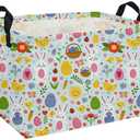 DDBASKET Easter Basket for Kids Gift Bunny Baskets Empty Baby Basket for Boys and Girls Rectangular Toy Storage Bins Organizer Bin Box Cute Egg Room Decor for Home(Bule Easter)