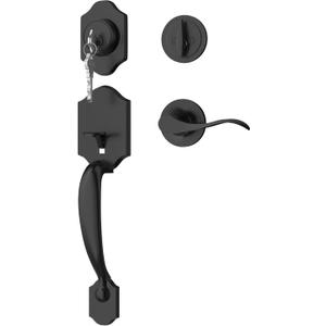 Goldenwarm Front Door Lock Set, Door Handle Exterior, Front Door Handle Set, Black Front Door Handle and Deadbolt Set, Exterior Door Lock Set