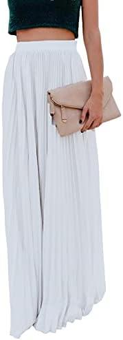 ebossy Women's High Waist Flowy Pleated Chiffon Maxi Skirt XS ebossy Women's High Waist Flowy Pleated Chiffon Maxi Skirt XS