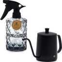 OFFIDIX Watering Can for Indoor Plants,Long Spout Metal Stainless Steel 21 oz/600 ml Watering Can with 14 oz/400ml Glass Plant Mister Spray Bottle for Plant Bonsai