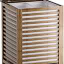 SMIBUY Double Laundry Hamper with Lid, 120L Bamboo Laundry Basket with Removable Liner Bag, 2-Section Clothes Divider Laundry Sorter for Laundry Room, Bathroom, Bedroom (Walnut)
