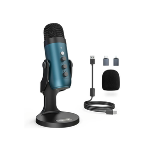 ZealSound USB Condenser Microphone,Computer PC Gaming Mic,Plug&Play Microphones for PS 4&5.Monitor Adjust&Volume Control,Mic Gain Control,Mute Button for TikTok,YouTube Podcast on Mac&Windows(Teal)