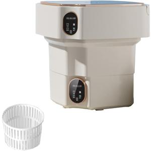 Mini Foldable Washing Machine 12X12X13in Portable Washer 17L Capacity Convenience And Efficiency For Camping, Travelling, Apartment & Tiny Spaces(Beige) (30X30X33cm)