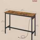 VASAGLE Bar Table, Narrow Long Kitchen Dining Table with Charging Station, Sturdy Metal Frame, Industrial, 15.7 x 47.2 x 35.4 Inches, Rustic Brown and Ink Black ULBT121K01