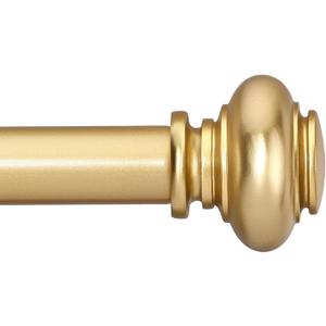 SIMEWIN Gold Curtain Rods for Windows 28 to 48 Inches Adjustable Decorative 1 Inch Diameter Single Window Curtain Rod Set with Classic Finials, Gold Finishing