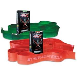 THERABAND CLX Resistance Band 2-Pack, Extra Heavy & Special Heavy Workout Bands with Loops, 5 Non-Latex Exercise Bands for Home, Gym, Travel, Full-Body Training, Blue & Black