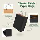 MESHA Gift Paper Bags Black 10x5x13 Inches 50pcs Medium Gift Bag with Handles, Bulk Black Kraft Paper Bag for Small Business Shopping Bags for Grocery,Wedding Party Favor