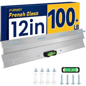 French Cleat, Picture and Mirror Hanger, Aluminum French Cleat, Headboard Wall Mounting Brackets with Screws(12 Inch-1 Pair, Support 80 lbs)