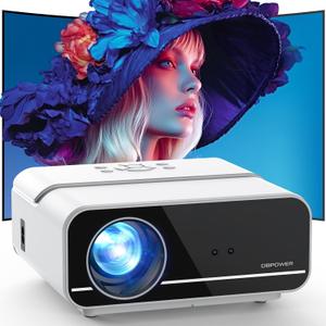 [Auto Focus/4K Support] Projector with WiFi and Bluetooth, 700ANSI Native 1080P Outdoor Movie Projector with Auto Focus/4P6D Keystone/50% Zoom/PPT, DBPOWER Portable Projector for iOS/Android/TV Stick (White)
