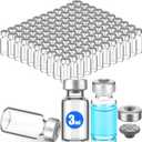120 Pack Sterile Empty Vials with Self Healing Injection Port Clear Glass Empty Sample Vials with Sealed Aluminum Caps Flat Bottom Lab Vial (3ml)