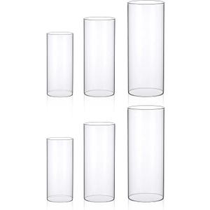 yshengood 6 Pcs Hurricane Glass Candle Holder, Open Ended Cylinder Candle Holder Bottomless Glass Candle Holder for Pillar Candle