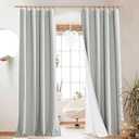NICETOWN Grey Long Linen Full Shade Panels, Pair of Thermal Insulated & Energy Efficiency Blackout Curtains for Living Room Windows, Lined Silky Performance Window Dressing (52" Wide x 95" Long)