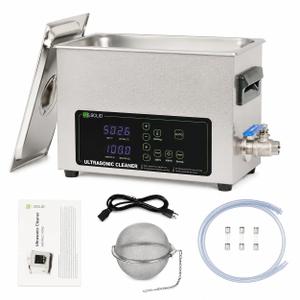 U.S. Solid 6L Ultrasonic Cleaner, 110V AC, 28/40kHz Dual-Frequency Digital Ultrasonic Cleaning Machine with Heater, Timer, and Degas Function