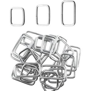 60PCS 1 Inch 1.2 Inch 1.5 Inch Silver Metal Rectangular Loop Buckle Square Strap Woven Non Soldered Square Loop for Clothes Shoulder Strap Pet Collars Backpack