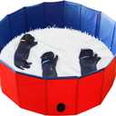 Artilife Foldable Dog Bath Pool - Portable Whelping Box for Puppies (32" Dia.x12" H(80x30cm)) (Red)