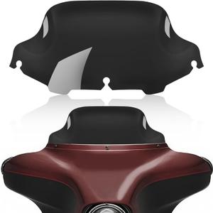 8" Black Motorcycle Wave Windshield Windscreen Wind Splitter Fit For 1996-2013 Harley Davidson Touring Street Glide Electra Glide Tri Glide Flht Flhx Flhtk Flhtc Flhtcu