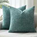 Woaboy Pack of 2 Smoke Blue Pillow Covers 18x18 Inch Soft Chenille Couch Throw Pillows Solid Color Cushion Covers Home Decoration for Spring Sofa Living Room