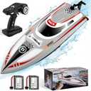 Remote Control Boat RC Boat for Pool & Lakes with Capsize Recovery 3 Speeds Cruise Control 2 Batteries 60Min 30+ KPH Racing Boats Pool Toys for Kids & Adults and Ideal Gifts for Kids (Gery)