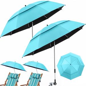 Nuanchu 2 Pack 49" Double Canopy Beach Umbrella with Clamp