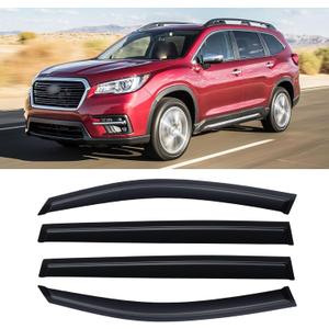 Rain Guards for 2019-2025 Subaru Ascent, Out-Channel Window Visor Shields Vent Deflector Shade Wind Dark Smoke 2020 2021 2022 2023 2024, Tape-On Outside-Mount, 4PCS