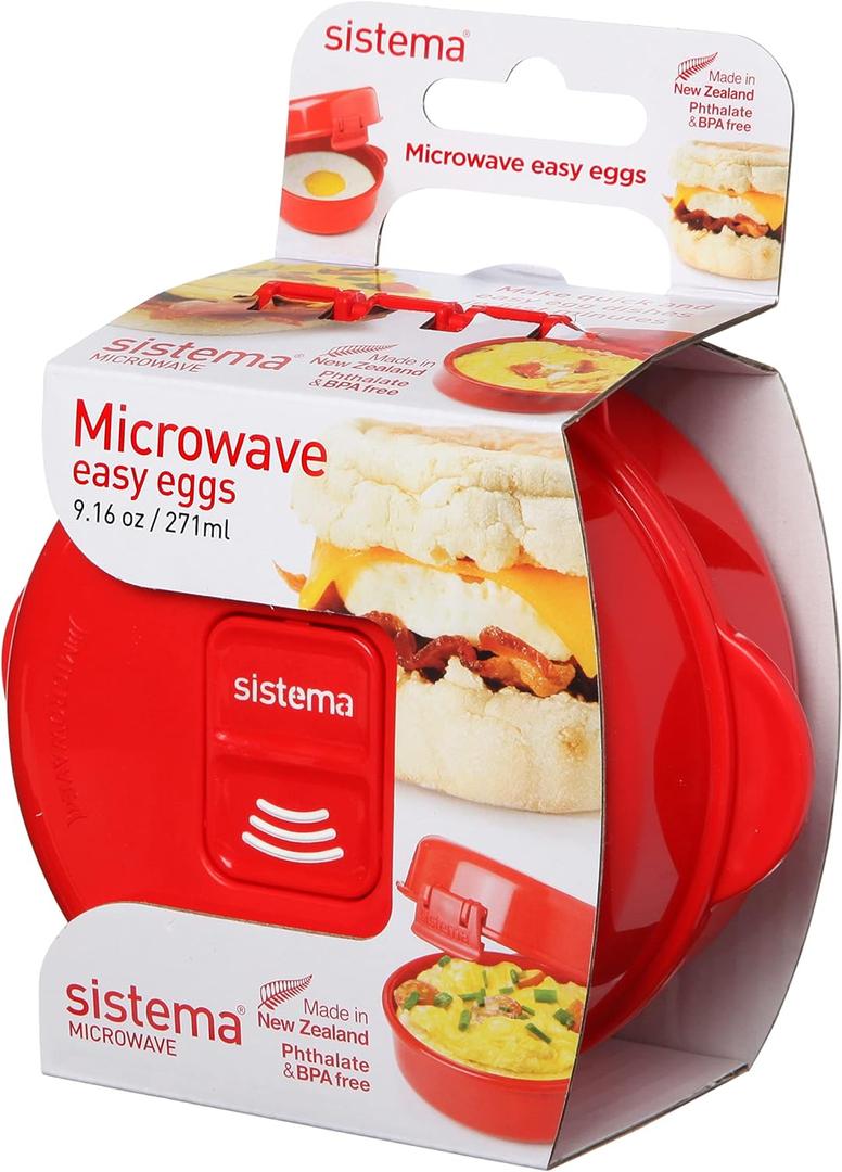 Sistema Easy Eggs Microwave Egg Cooker 270 ml Egg Poacher with Steam Release Vent BPA-Free Red 1 Count