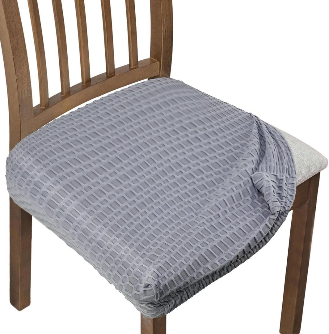 Adabana Seat Covers for Dining Room Chairs Set of 6, Removable Washable Chair Covers Seat Slipcover Protector, Gray (Grey) 16"D x 16"W x 3"H