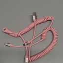 Coiled USB A to USB C Cable for Car [2-Pack, 6ft], USB Type C Cable Fast Charging, iPhone USB-C Charger Cable Compatible with iPhone 17/16/15/Plus/Pro/Pro Max/Samsung Galaxy A10e A20 A50 S20 S10E-Pink