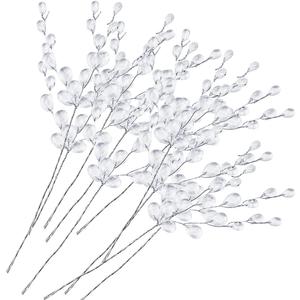 50PCS Stems Artificial Bouquet DIY Crafts Acrylic Bead Drops Flower Branches Bead Sprays for Wedding DIY Crafts