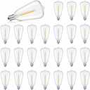 ST38 LED Solar Replacement Bulbs,1W Equal to 5W,DC 3V Plastic E12 Screw Base Shatterproof & Waterproof Globe Bulbs Light for Outdoor String Lights,Patio Cafe Bistro Decor, 2700K Warm White,25 Pack