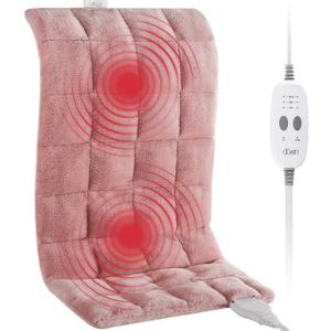 Massaging Heating Pad for Back Pain Relief,12"x24" Weighted Heating Pads for Neck/Shoulder/Leg with Massager 2.86Lbs,3 Heat Levels,3 Vibration Settings,(Pink)