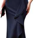 BeryLove Formal Wedding Guest Evening Midi Ruffle Dresses Prom Cocktail Party Mother of The Bride Dress (Blue, S)