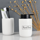 Bosilunlife Soap Dispenser and Toothbrush Holder Set - Dish Hand Soap Dispenser Bathroom Set Ceramic Bathroom Counter Soap Toothbrush Holder Set Black Bathroom Accessories Set