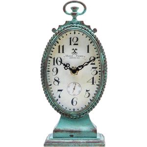 NIKKY HOME Vintage Table Clock - Battery Operated Rustic Distressed Style - Shabby Chic Home Decor for Fireplace Mantel, Shelf, Desktop, Countertop - Green