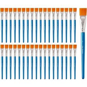 36 Pcs 1 Inch Flat Paint Brushes - Synthetic Nylon Hair Artist Brushes Bulk for Acrylic, Oil, Watercolor - Wooden Handle Professional Painting Brushes for Canvas, Detail Work, Base Coating & Crafts