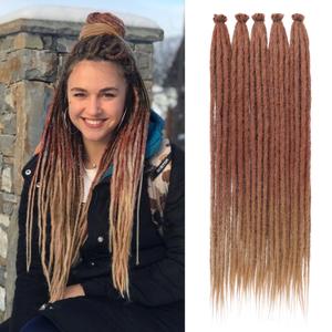 Leeven 40 Strands 24 Inch Synthetic Dreadlock Extensions Ombre Copper Red to Honey Blonde Single Ended Dread Extensions Handmade SE Thin Hippie Dreads 0.6 cm Soft Loc Extensions for Women Men