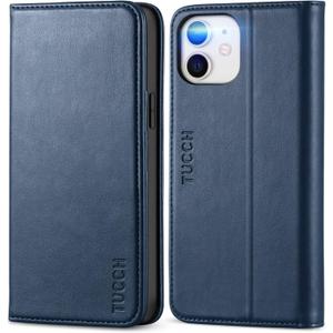 TUCCH Case Wallet for iPhone 12 Pro/iPhone 12 5G, PU Leather Folio with [Kickstand] [Card Slot] Cover [Protective TPU Interior Case] Compatible with iPhone 12/12 Pro 6.1-inch, Dark Blue